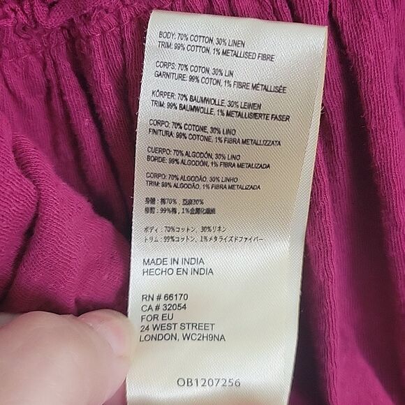 By Anthropolgie Caroline Raspberry Babydoll Blouse Ruffled Flounce sleev… - Picture 12 of 14